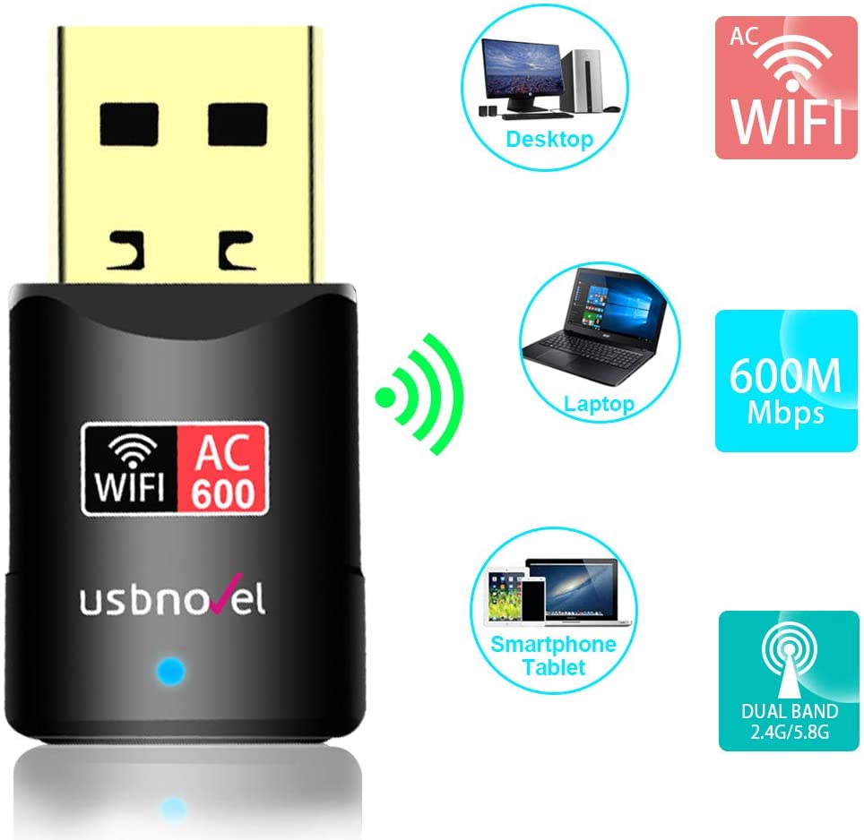 600mbps wireless usb adapter wifi internet dongle for windows 7 8 10 & mac os